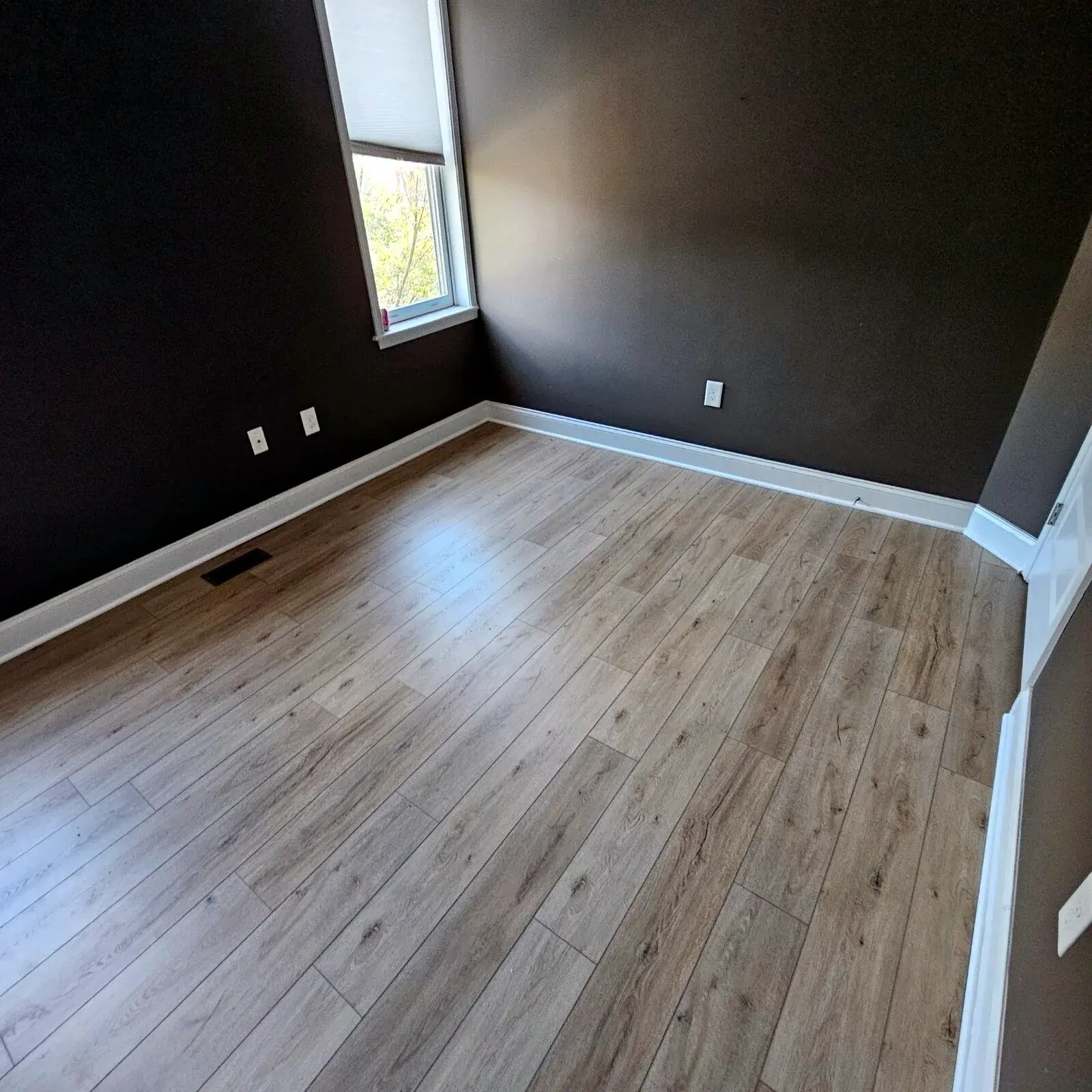 Finished room with light wood-look flooring and clean baseboard transitions