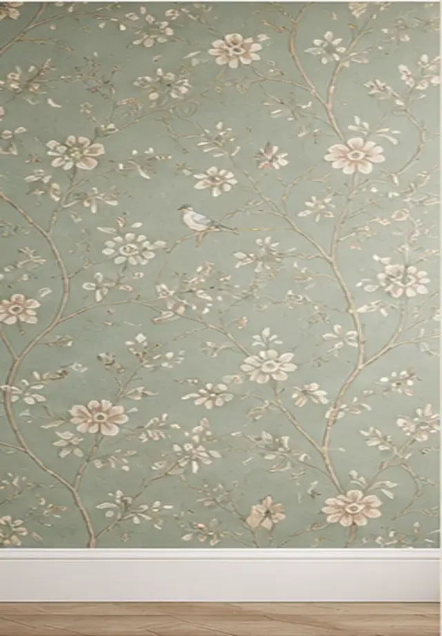 New finished wallpaper revealed over the old wall